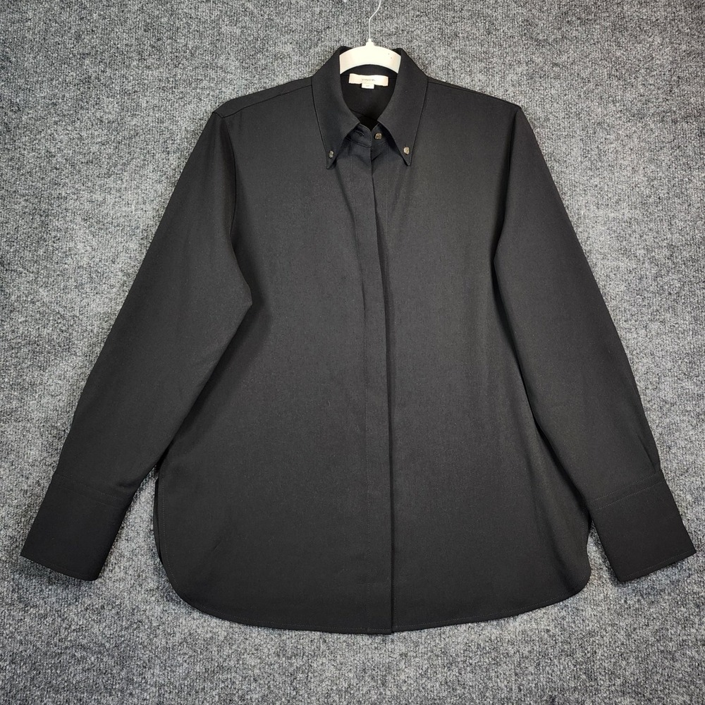 NWT Vince Hidden Placket Button Down Shirt Recycled Polyester Blouse Size S